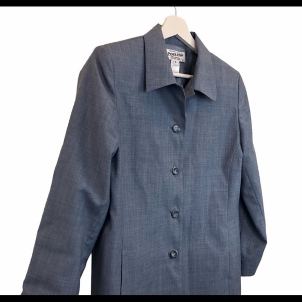 Pendleton Vintage Buttoned Long Blazer Jacket Blu… - image 3